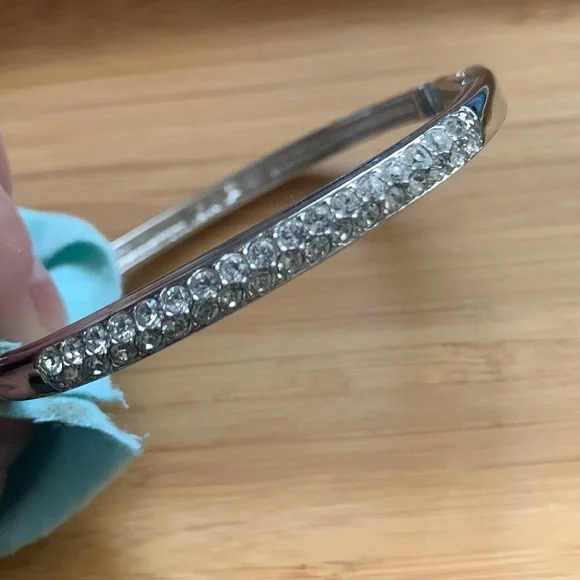 Swarovski Crystal Pave Silver Bangle Bracelet - Picture 2 of 9